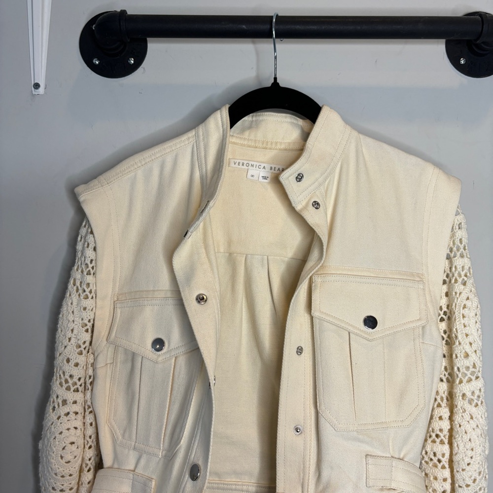 Veronica Beard Aylin Crochet-Sleeve Jacket - Picture 7 of 11